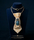 Authentic Gucci Silk Tie Necklace with Handcrafted Beetle Brooch