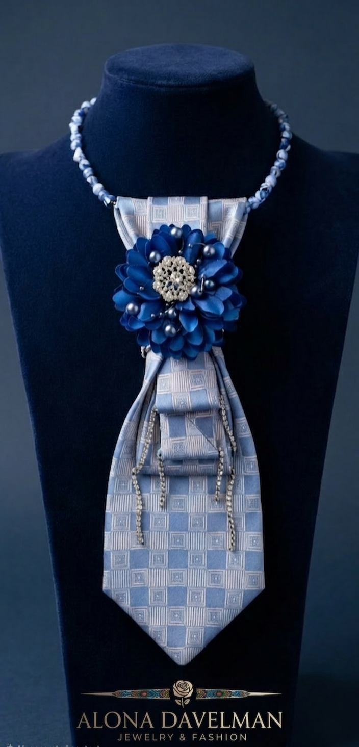 Royal Blue Floral Artisan Statement Tie